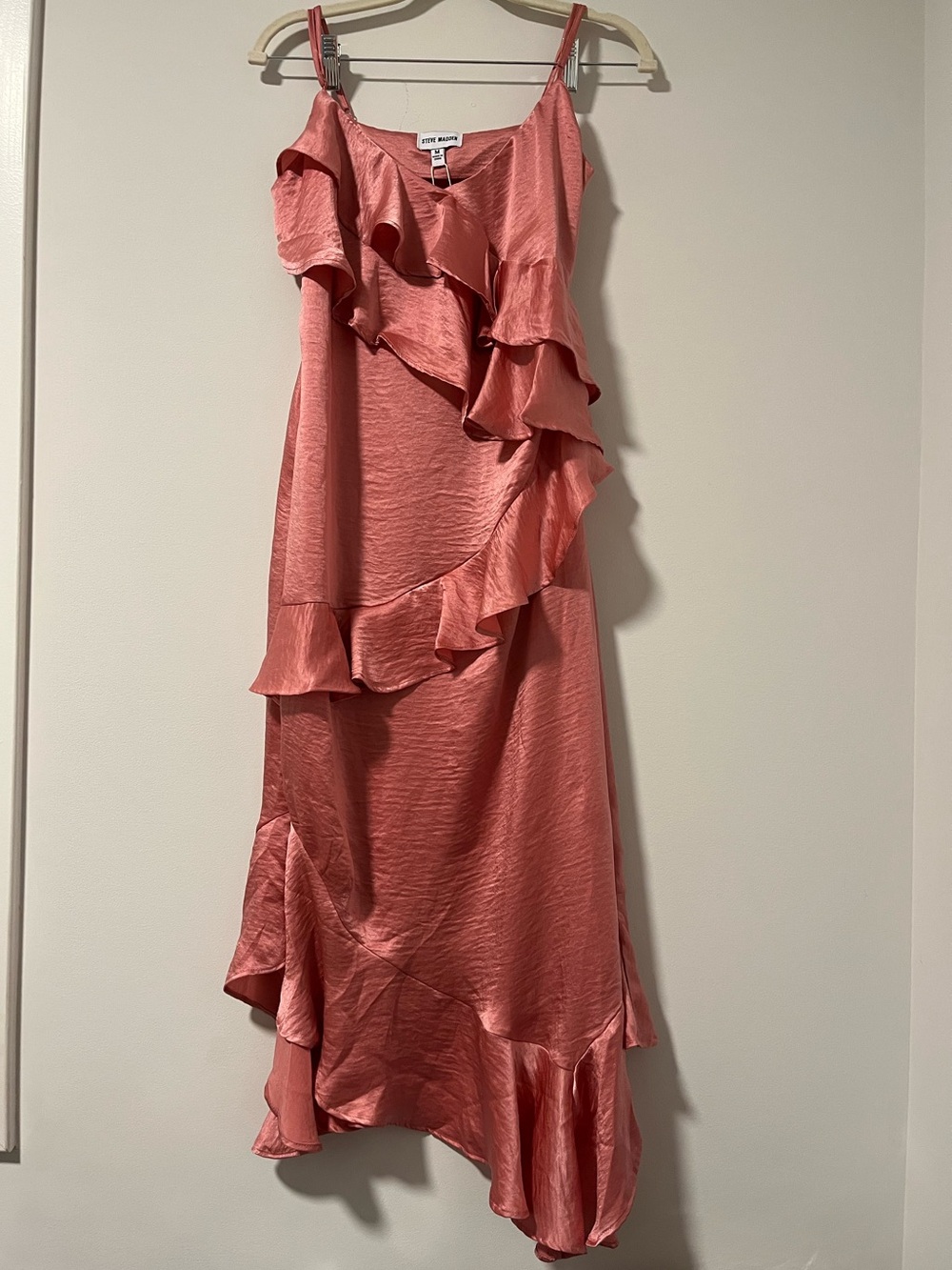 Steve Madden Rose Mauve Christina Asymmetrical Ruffle Slip Dress